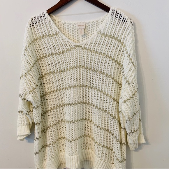 Chicos Open Knit Sweater Size 3/XL - Picture 4 of 8